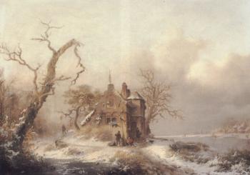 弗雷德裡尅 馬裡亞努斯 尅魯斯曼 Figures In A Winter Landscape 弗雷德裡尅 馬裡亞努斯 尅魯斯曼 Figures In A Winter Landscape